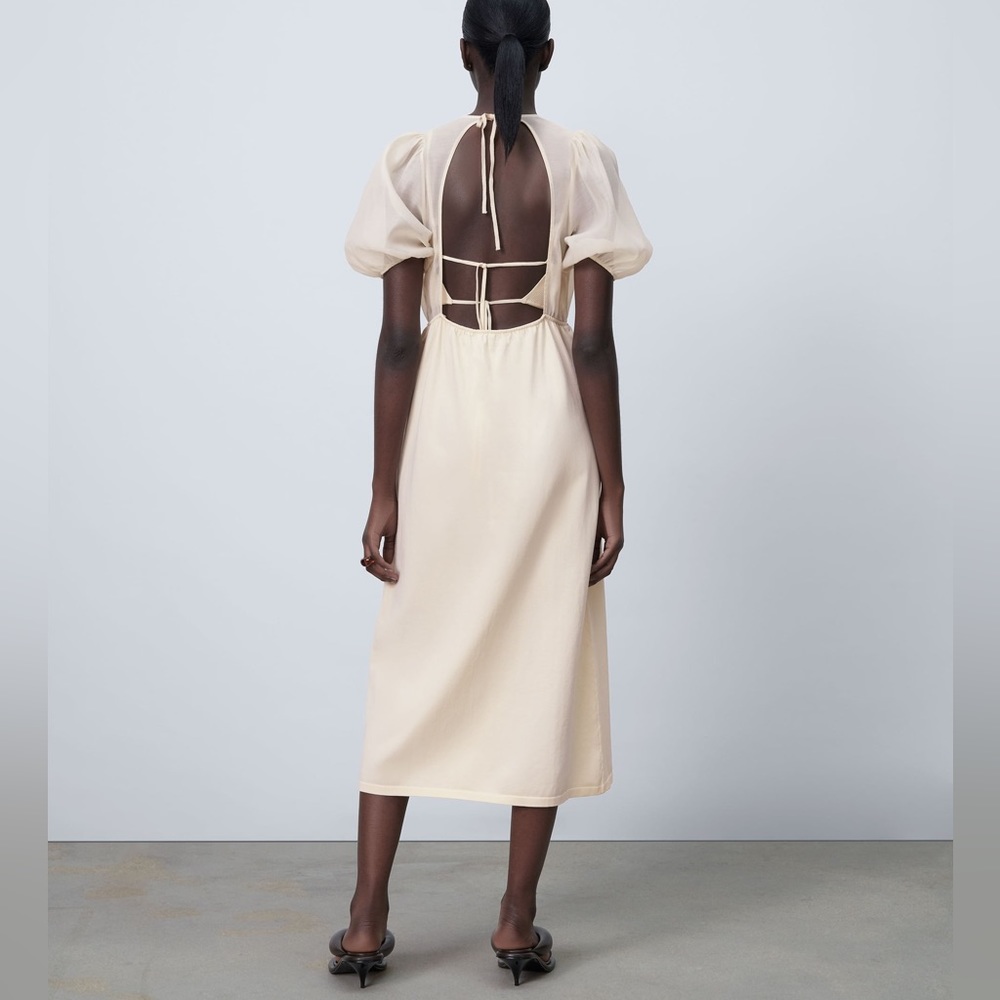 Zara contrasting knit dress cream NWT - Picture 3 of 7